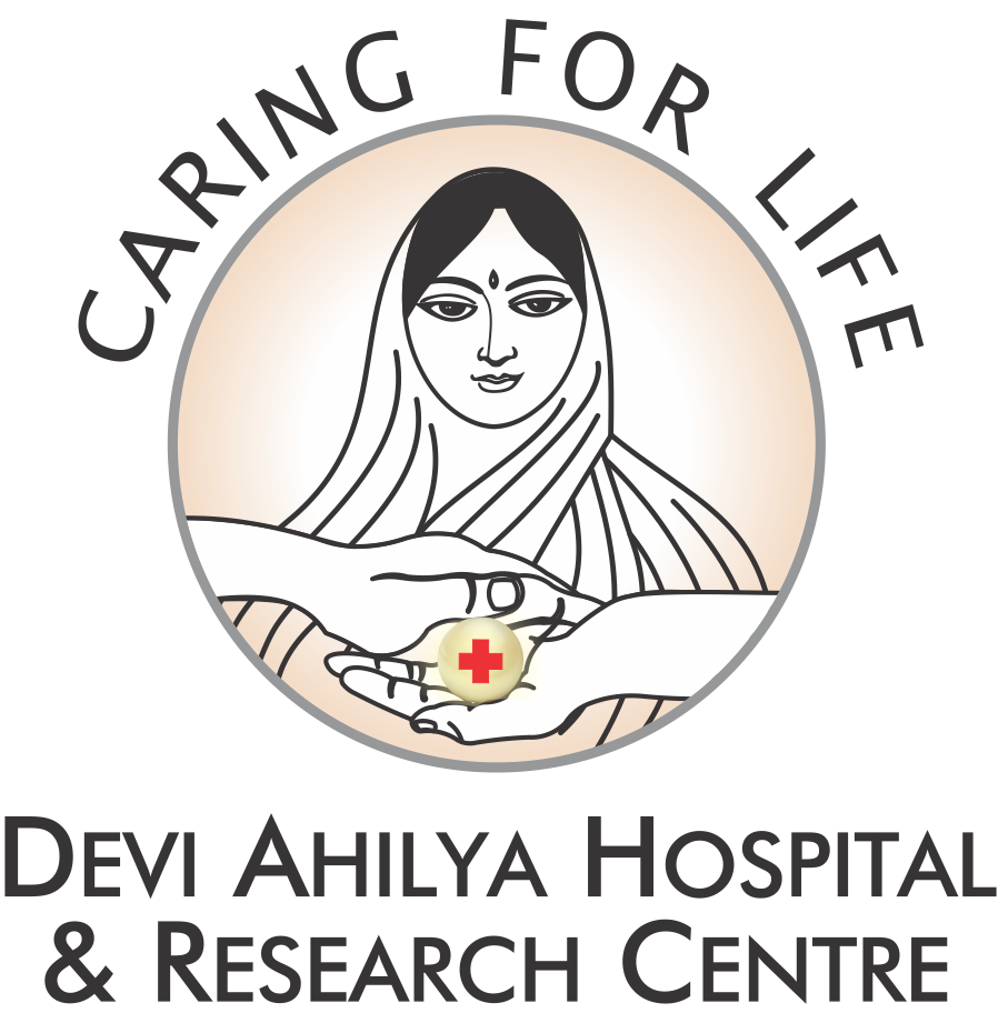 Logo of Devi Ahilya Cancer Hospital & Research Centre with slogan "Caring for Life"